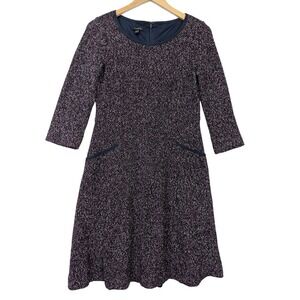 Talbots Boucle Fit & Flare Dress Size 2‎ Blue Purple Business Preppy Polished